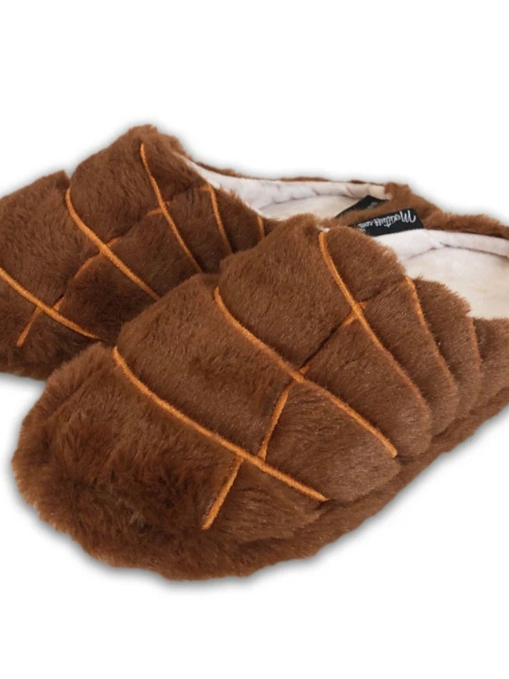 Quilted Brown Plush Slip-On Concha Pan-tunflas (Slippers)